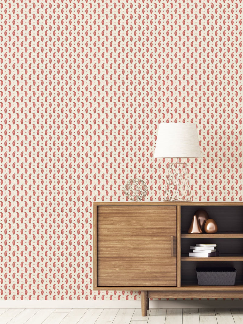 Galerie Red French Country Motif A4 Wallpaper Sample