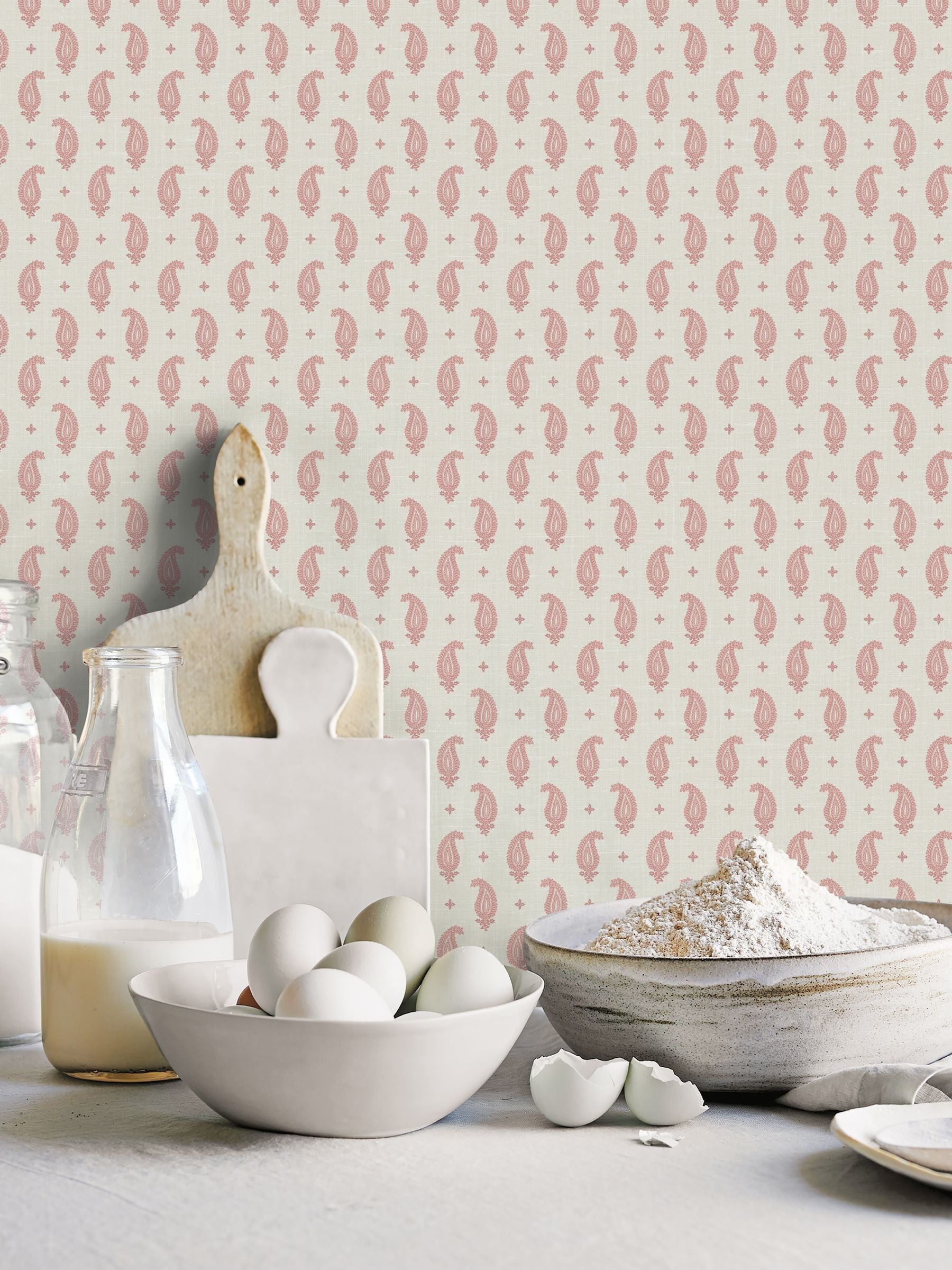 Galerie Pink French Country Motif A4 Wallpaper Sample
