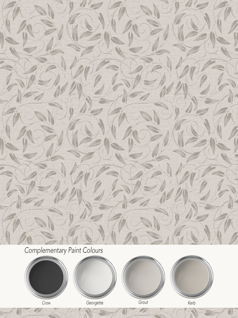 Laurence Llewelyn-Bowen wallpaper sample Beige Tit Willow Tree Leaf A4, imported from the UK