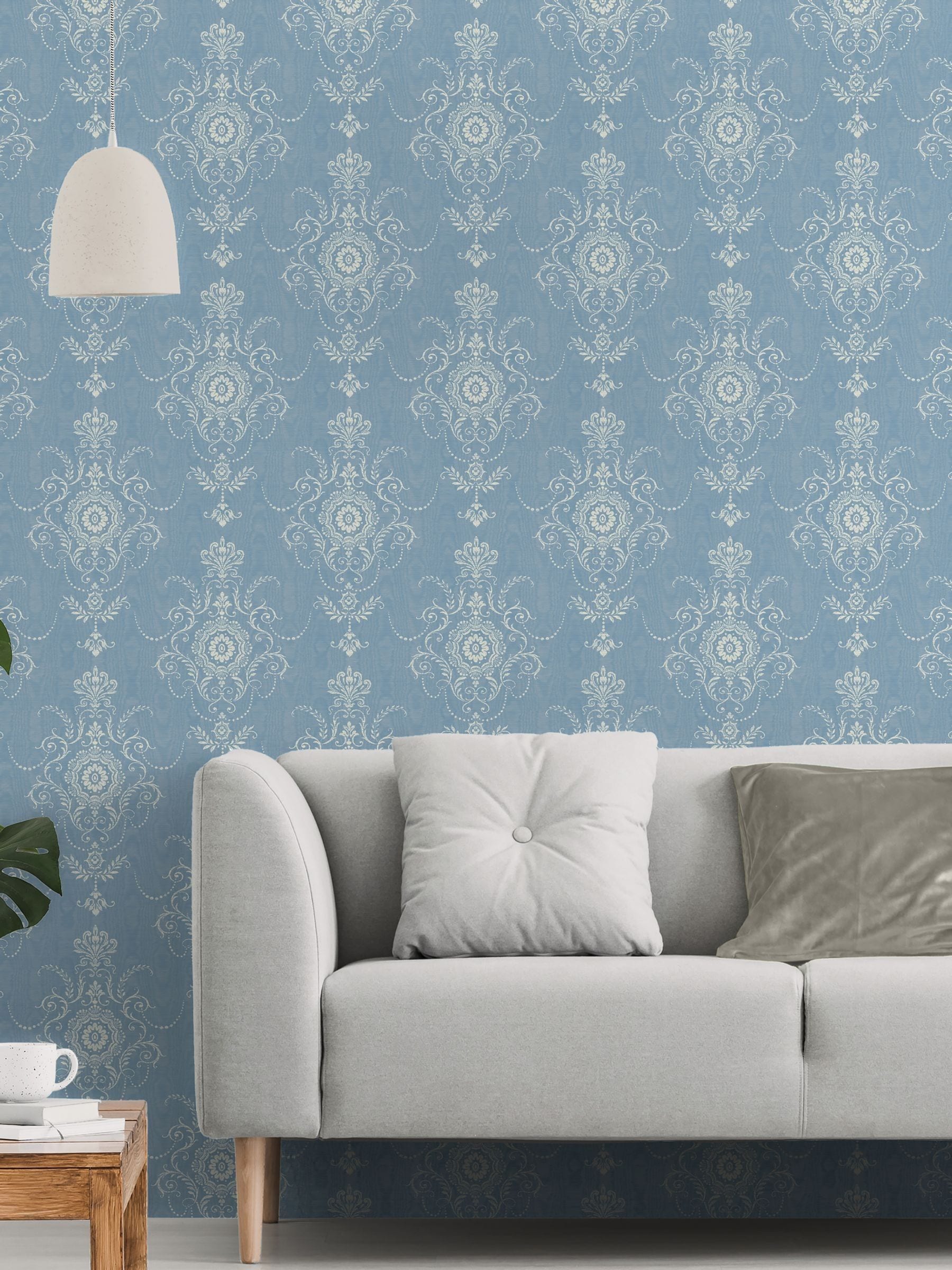 Galerie Blue French Country Damask A4 Wallpaper Sample