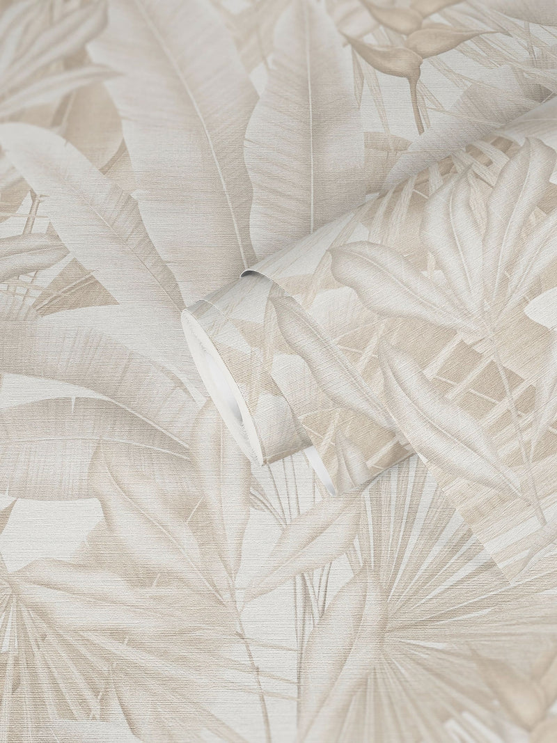 Galerie beige tree leaf A4 wallpaper sample, UK version