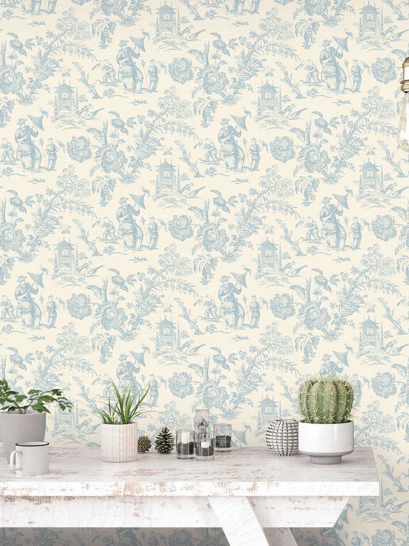 Galerie Blue French Country Toile A4 Wallpaper Sample