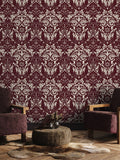 Laurence Llewelyn-Bowen Red Damask Sauvage Flock A4 Wallpaper Sample