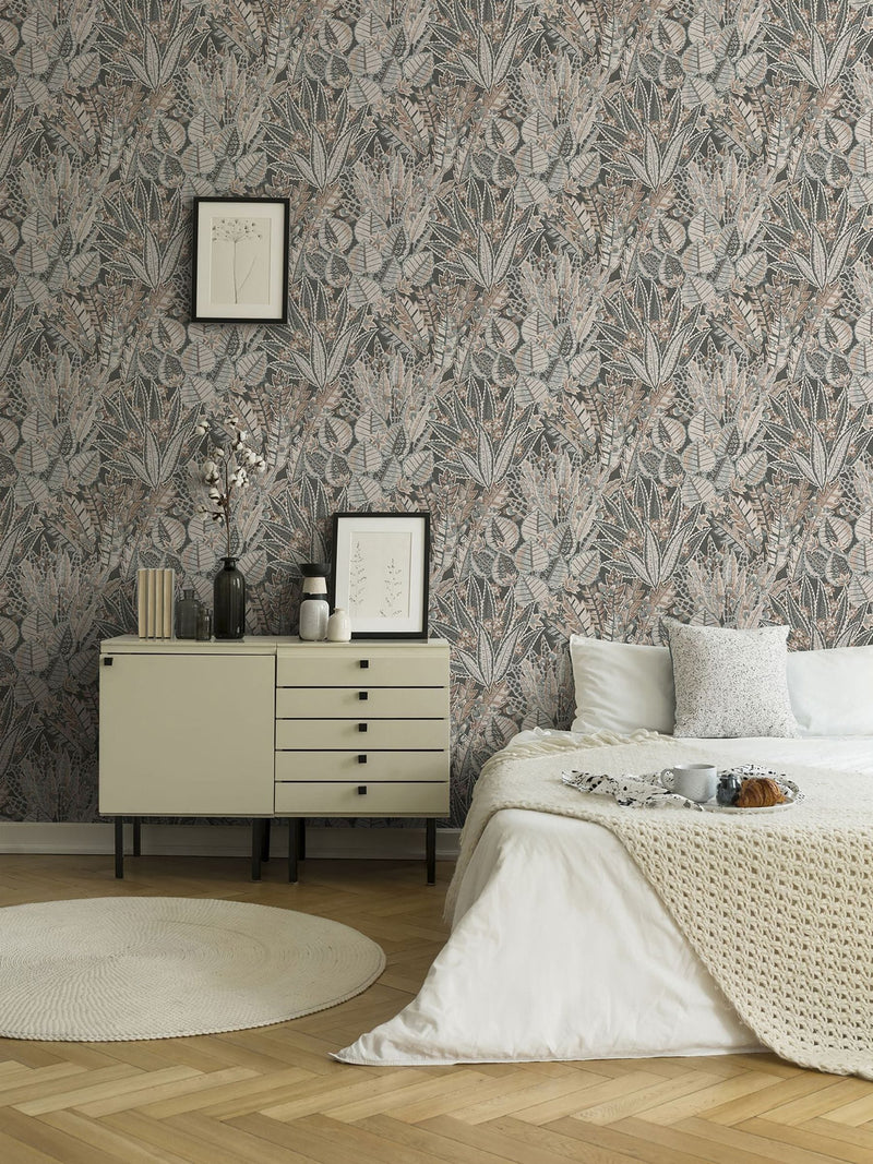 Galerie Bronze Brown floral A4 wallpaper sample, imported from the UK