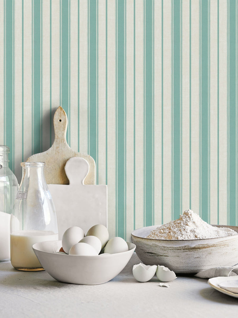 Galerie Blue French Country Stripe wallpaper sample A4, UK version