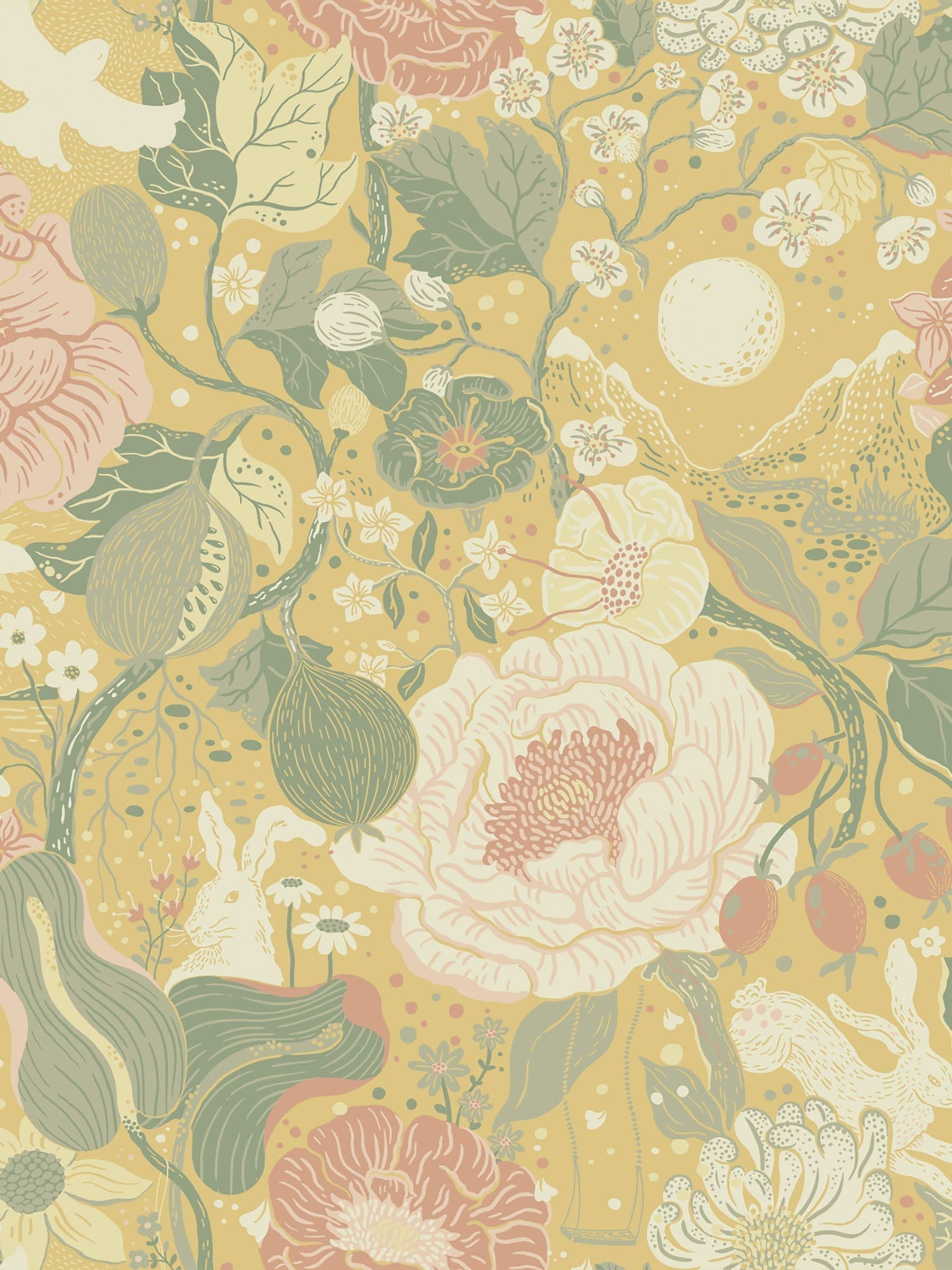 Galerie Pink Sommarang floral wallpaper sample A4, UK version