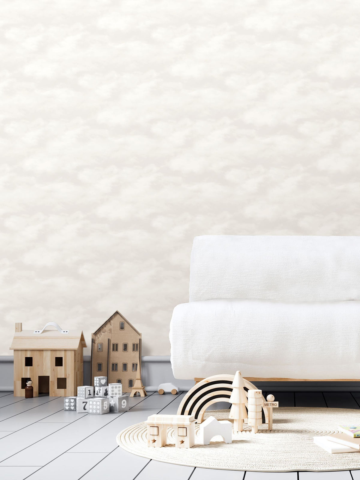 Style Sisters beige cloud wallpaper sample A4 - British product