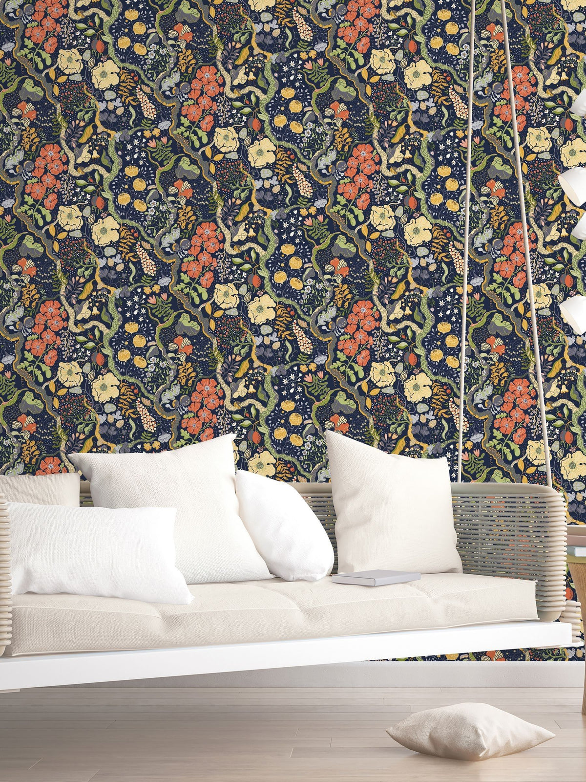 Galerie Green Sommarang 2 Floral Print Wallpaper Sample A4