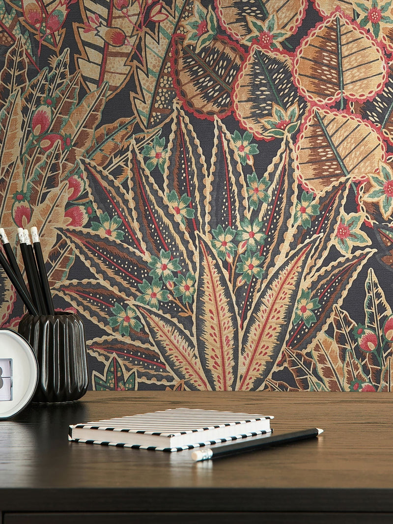 Galerie Bronze Brown Welcome Home Floral Print A4 Wallpaper Sample