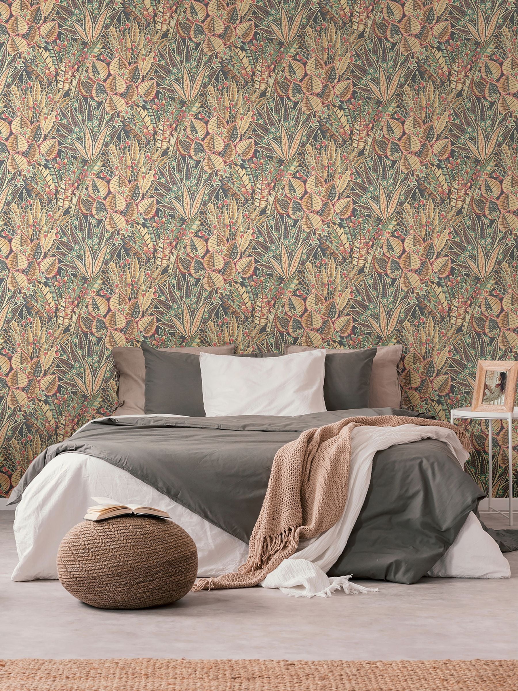 Galerie Bronze Brown Welcome Home Floral Print A4 Wallpaper Sample