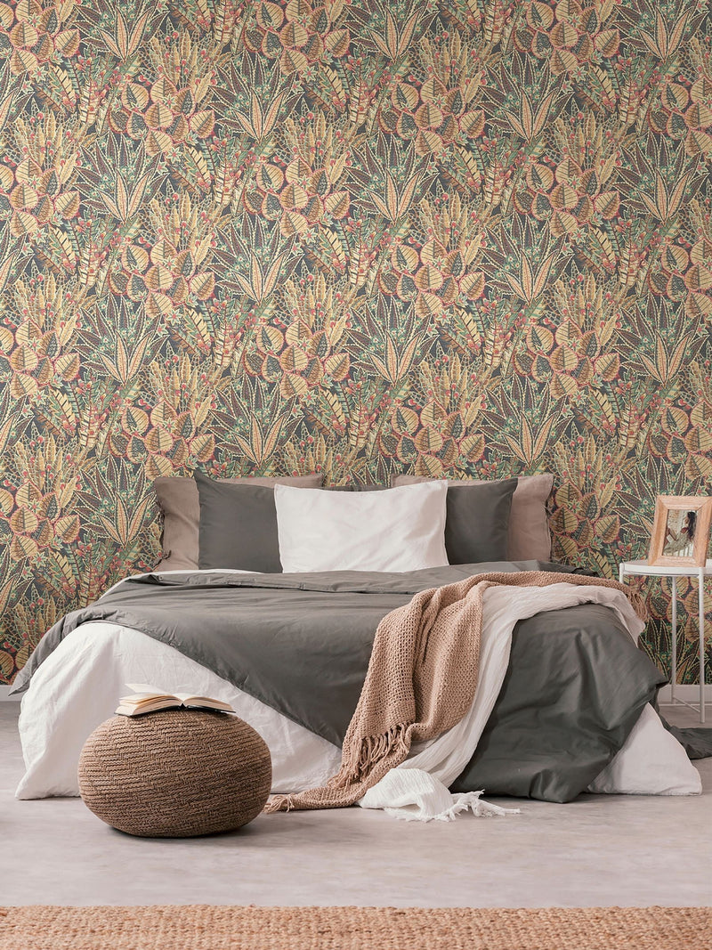 Galerie Bronze Brown Welcome Home Floral Print A4 Wallpaper Sample