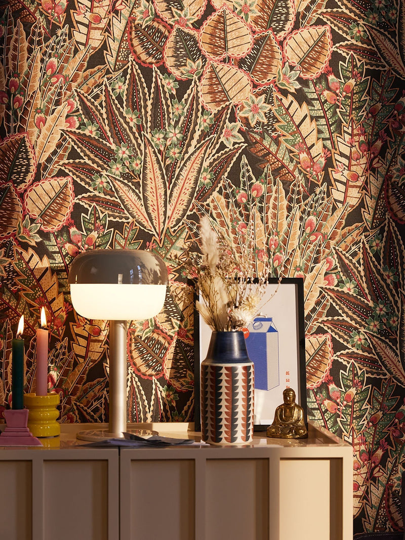Galerie Bronze Brown Welcome Home Floral Print A4 Wallpaper Sample