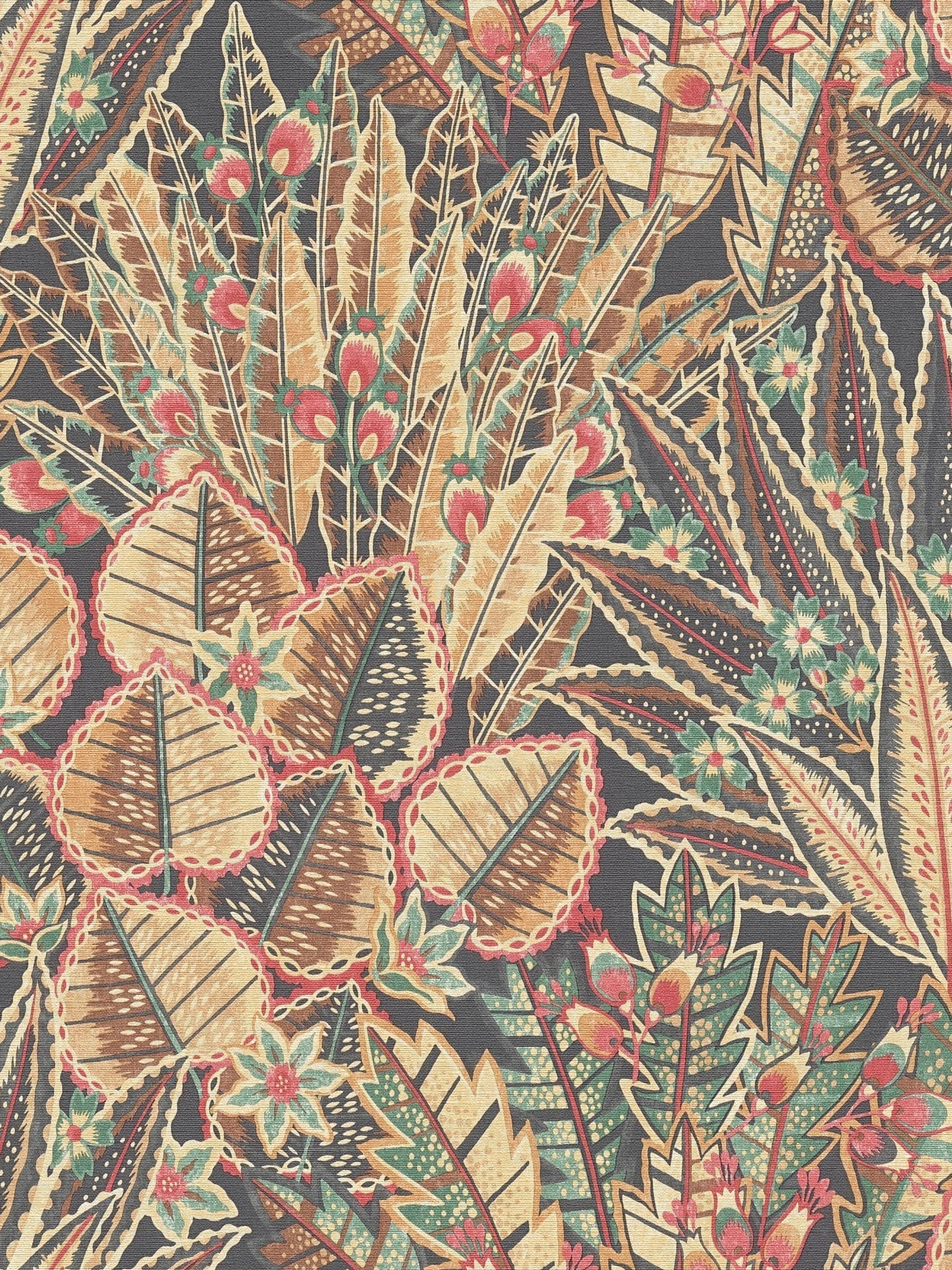 Galerie Bronze Brown Welcome Home Floral Print A4 Wallpaper Sample