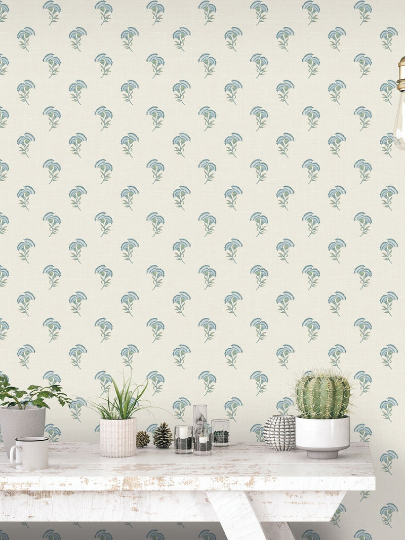 Galerie Blue French Country Floral Wallpaper Sample A4, UK version