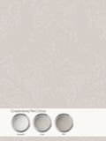 Laurence Llewelyn-Bowen Beige Damask Sauvage Flock wallpaper sample A4, imported from the UK
