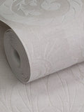 Laurence Llewelyn-Bowen Beige Damask Sauvage Flock wallpaper sample A4, imported from the UK