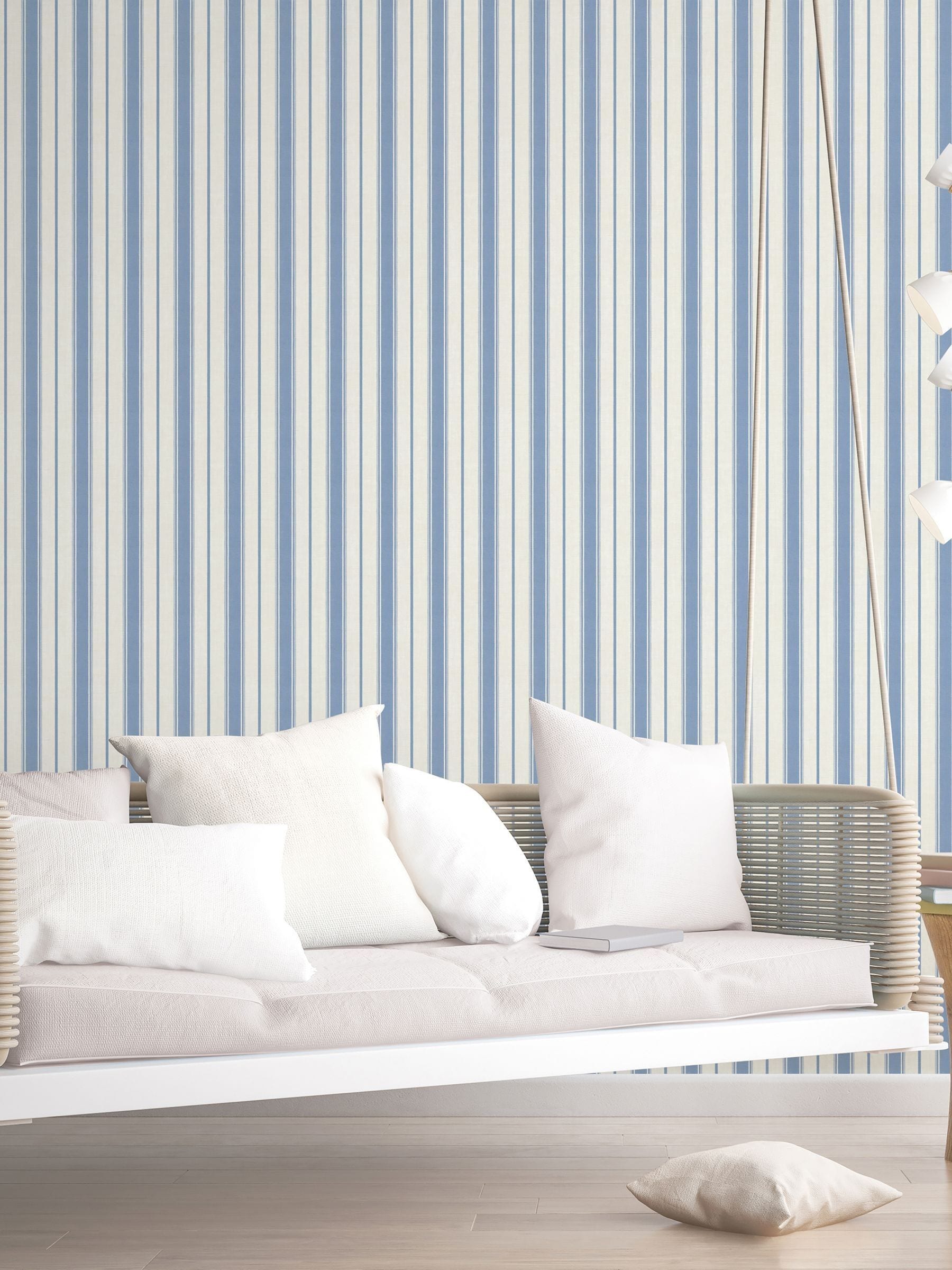 Galerie Blue French Country Stripe A4 Wallpaper Sample