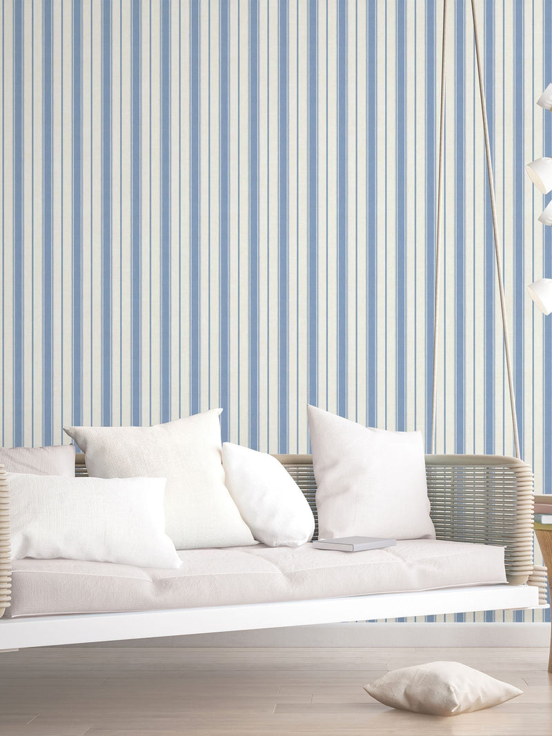 Galerie Blue French Country Stripe A4 Wallpaper Sample