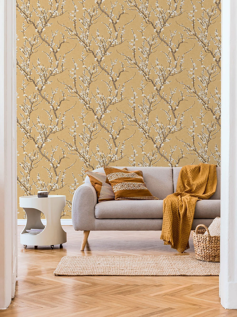 Galerie Yellow Spring Blossom Tree A4 Wallpaper Sample