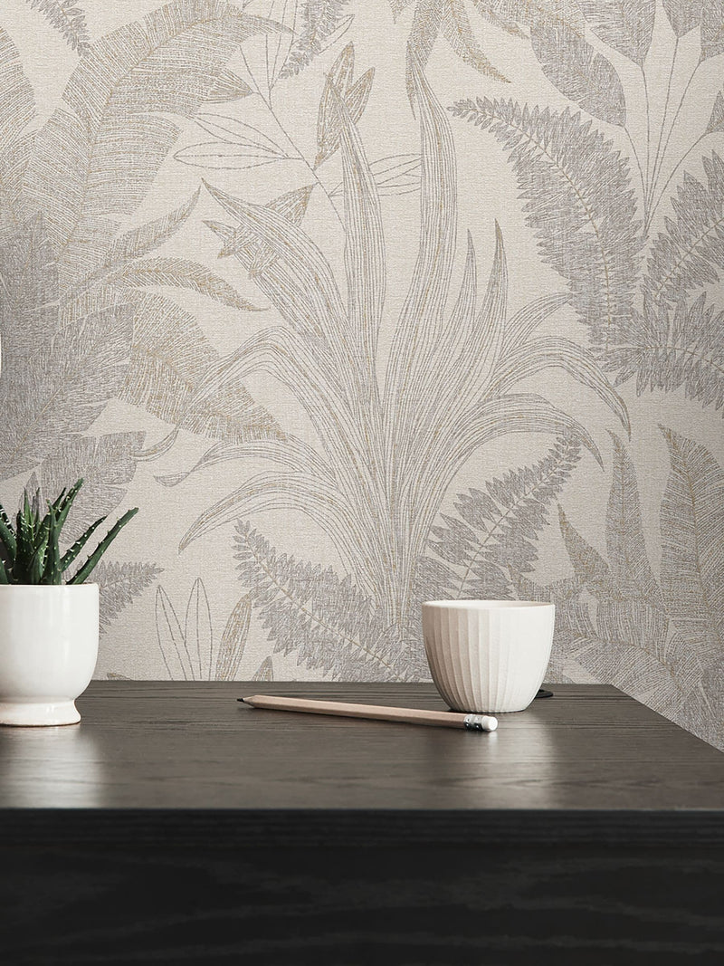 Galerie Bronze Brown Welcome Home Tree Leaf A4 Wallpaper Sample