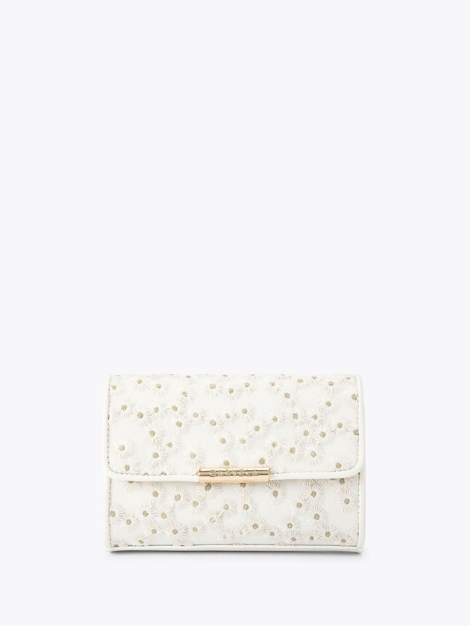 Carvela cream daisy clutch bag, imported from the UK