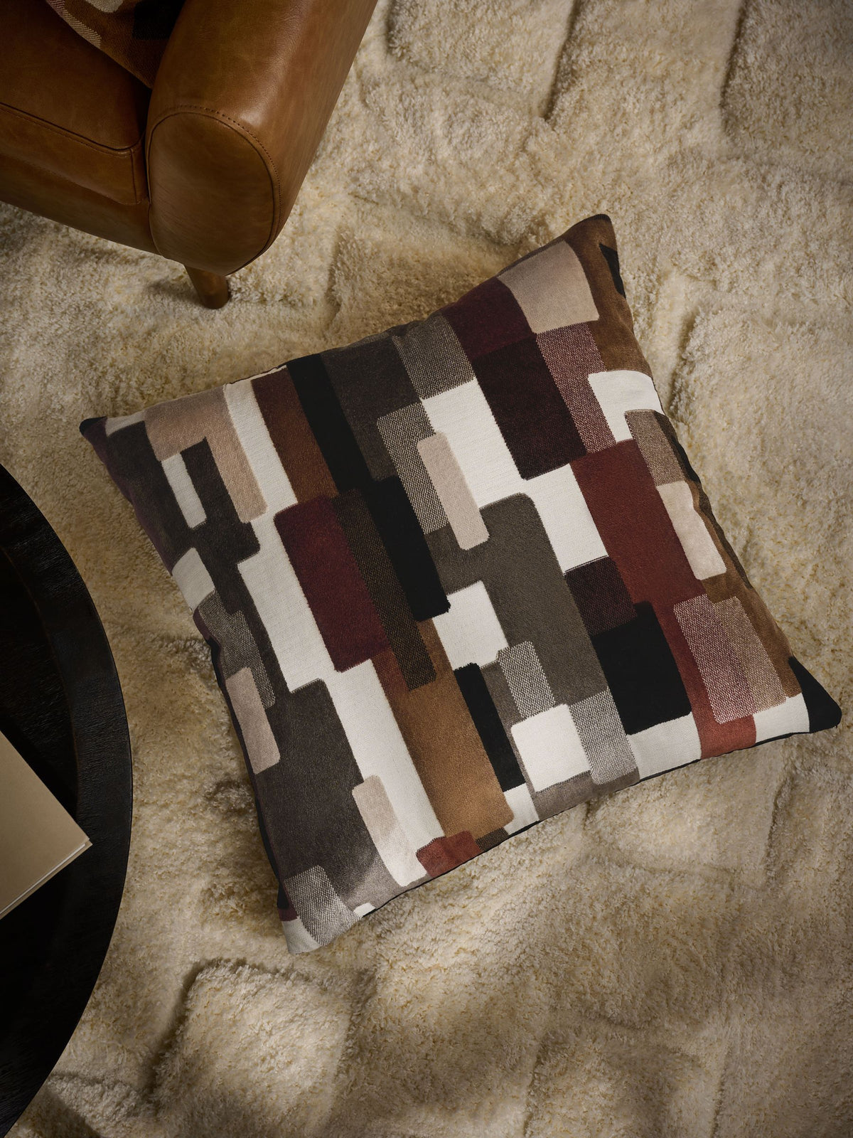 Orson Cut Velvet Cushion Black/White 43 x 43cm