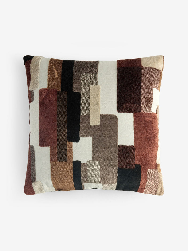 Cut velvet cushion Orson black/white geometric 43x43cm - British product