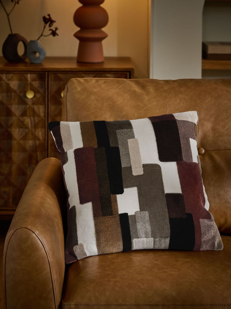 Cut velvet cushion Orson black/white geometric 43x43cm - British product
