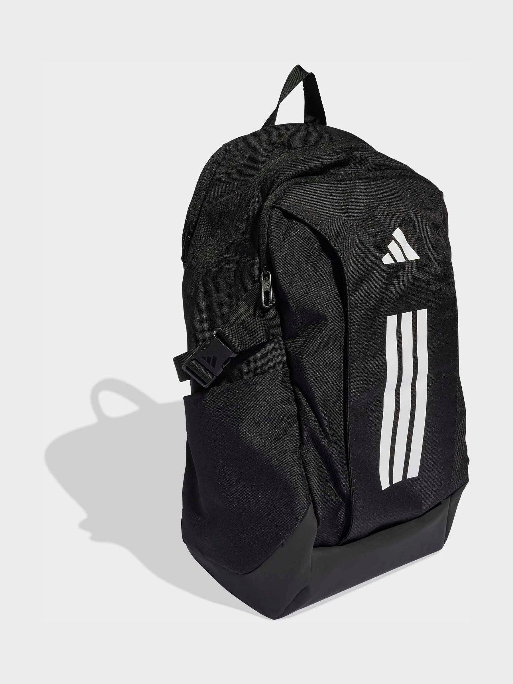 adidas black 3 stripe backpack (British brand)