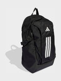 adidas black 3 stripe backpack (British brand)