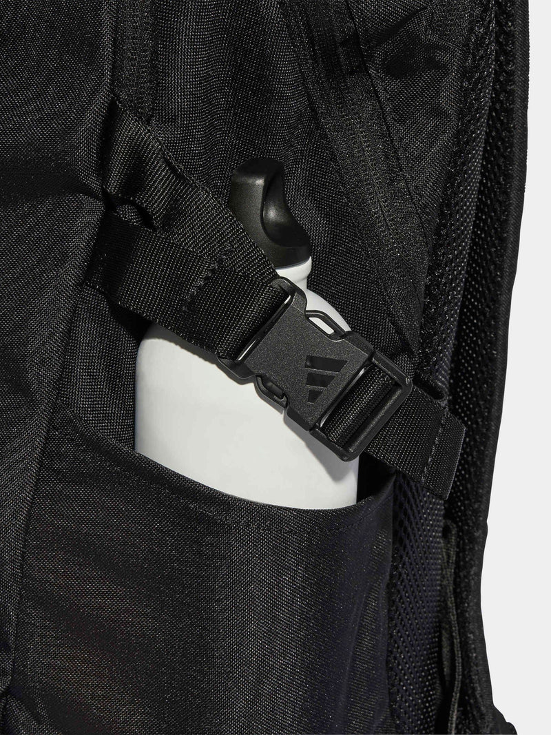 adidas black 3 stripe backpack (British brand)