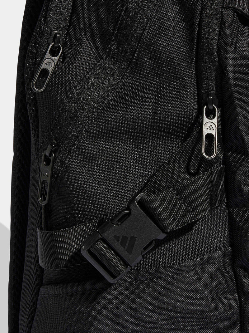adidas black 3 stripe backpack (British brand)