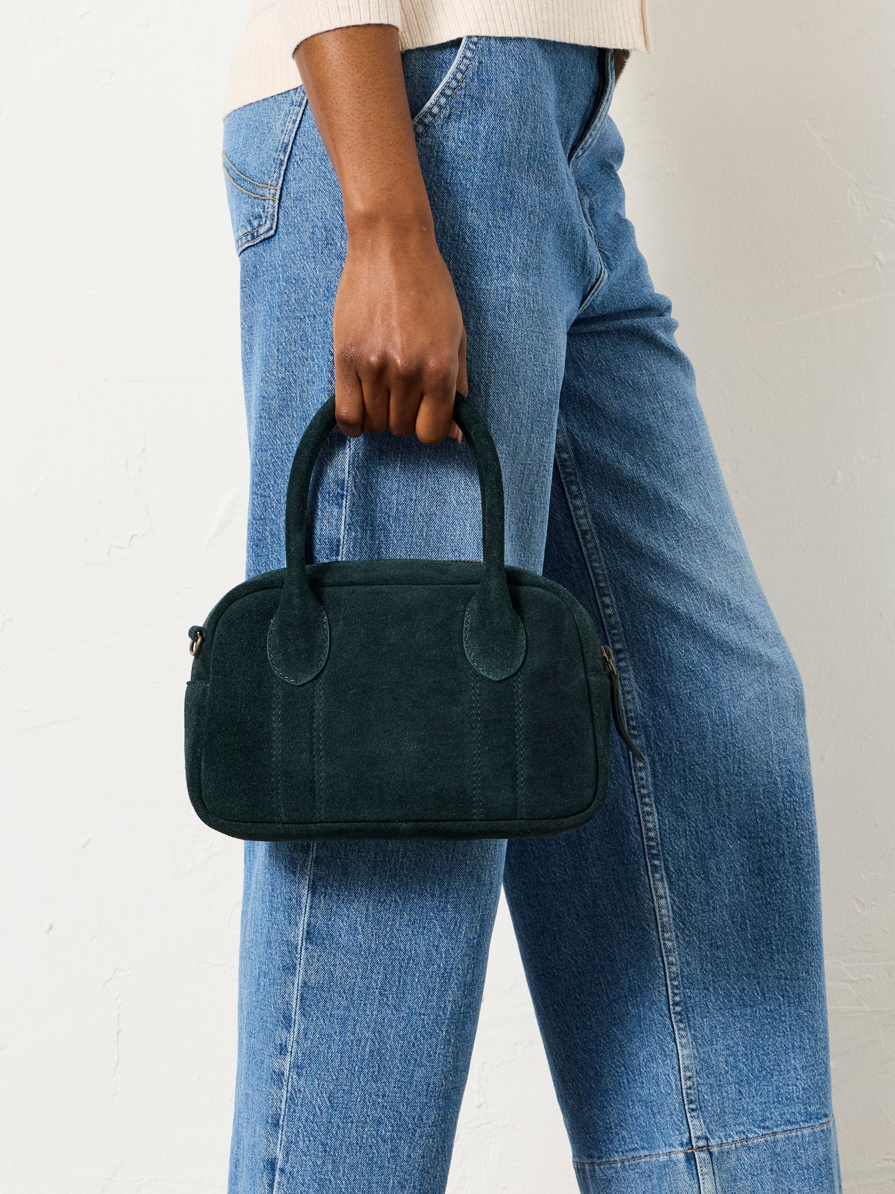 FatFace Teal Blue Suede Bowling Bag accessory, UK version
