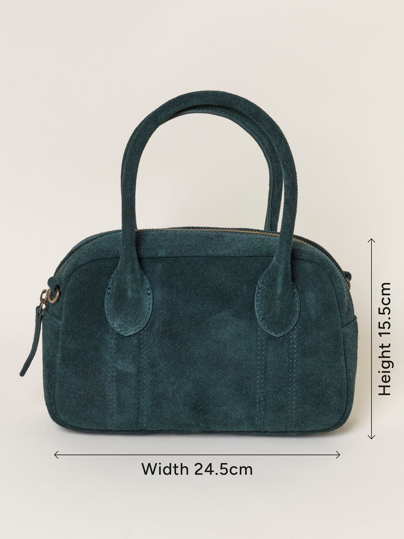 FatFace Teal Blue Suede Bowling Bag accessory, UK version