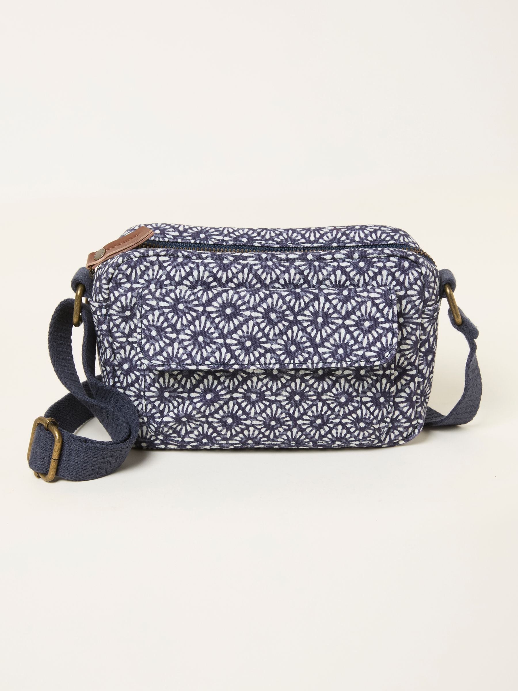 FatFace Navy Blue Geometric Canvas Camera Bag