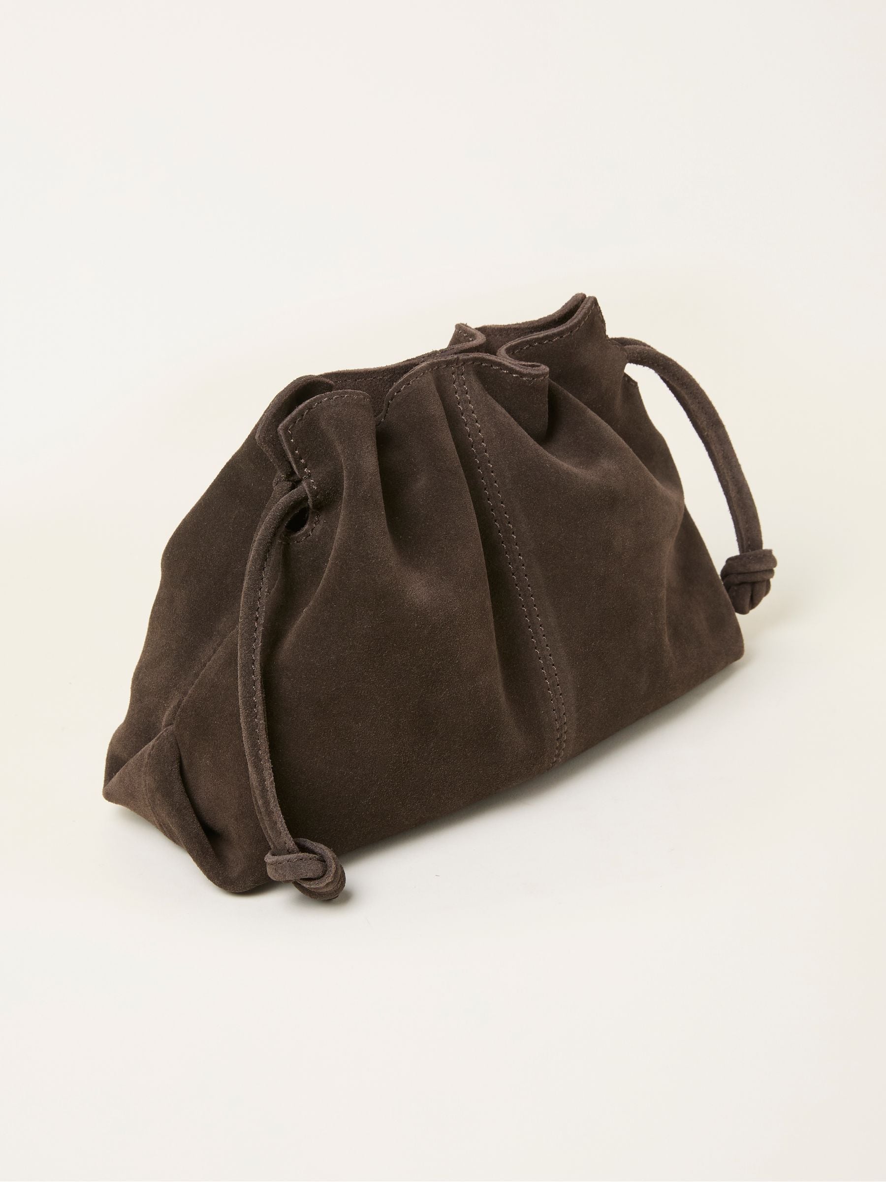 FatFace chocolate brown suede ruched crossbody bag (British brand)
