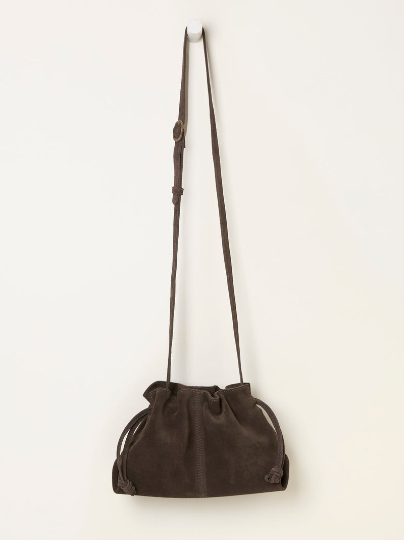 FatFace chocolate brown suede ruched crossbody bag (British brand)
