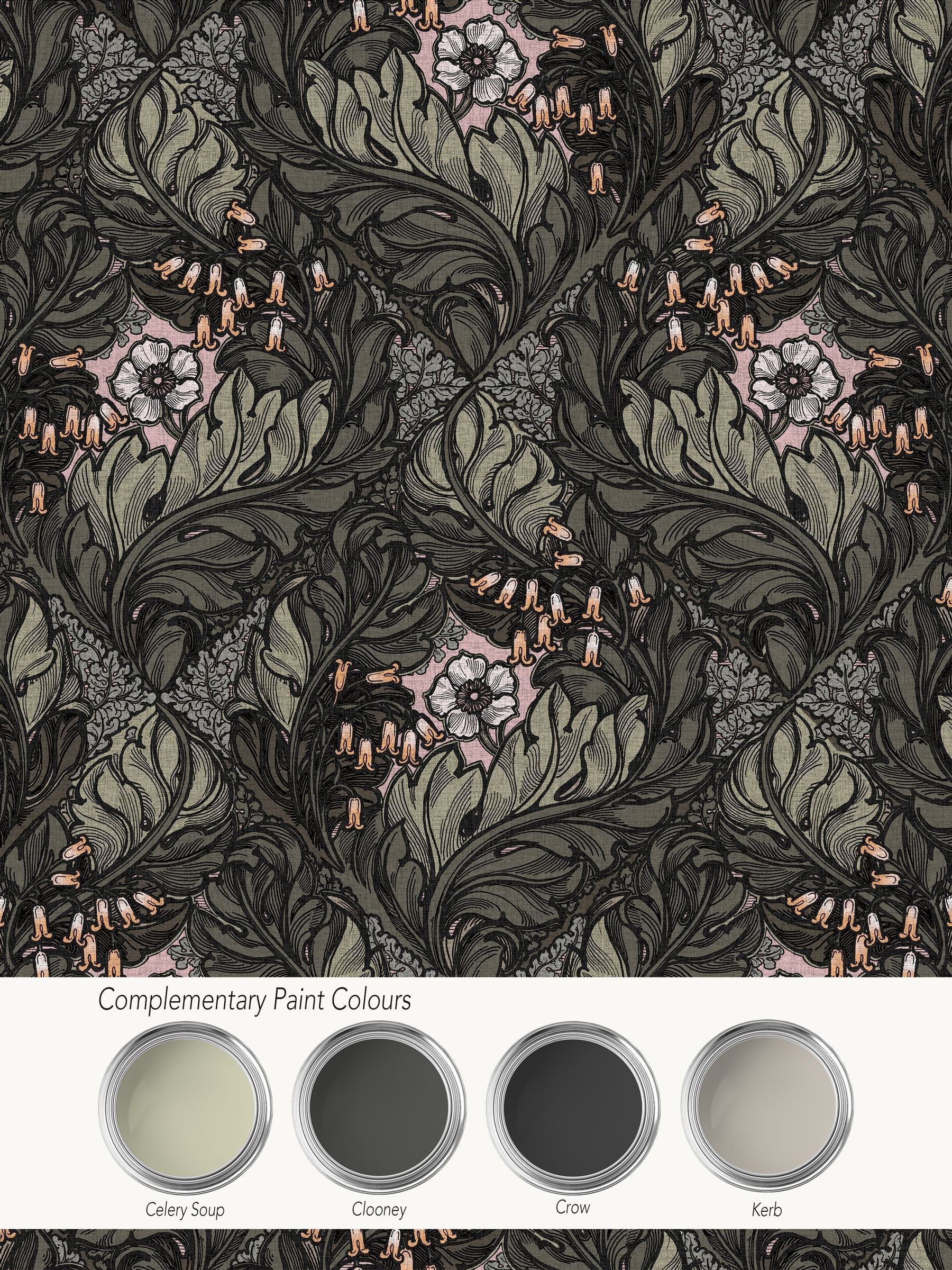Laurence Llewelyn-Bowen green floral print wallpaper 10m - British product