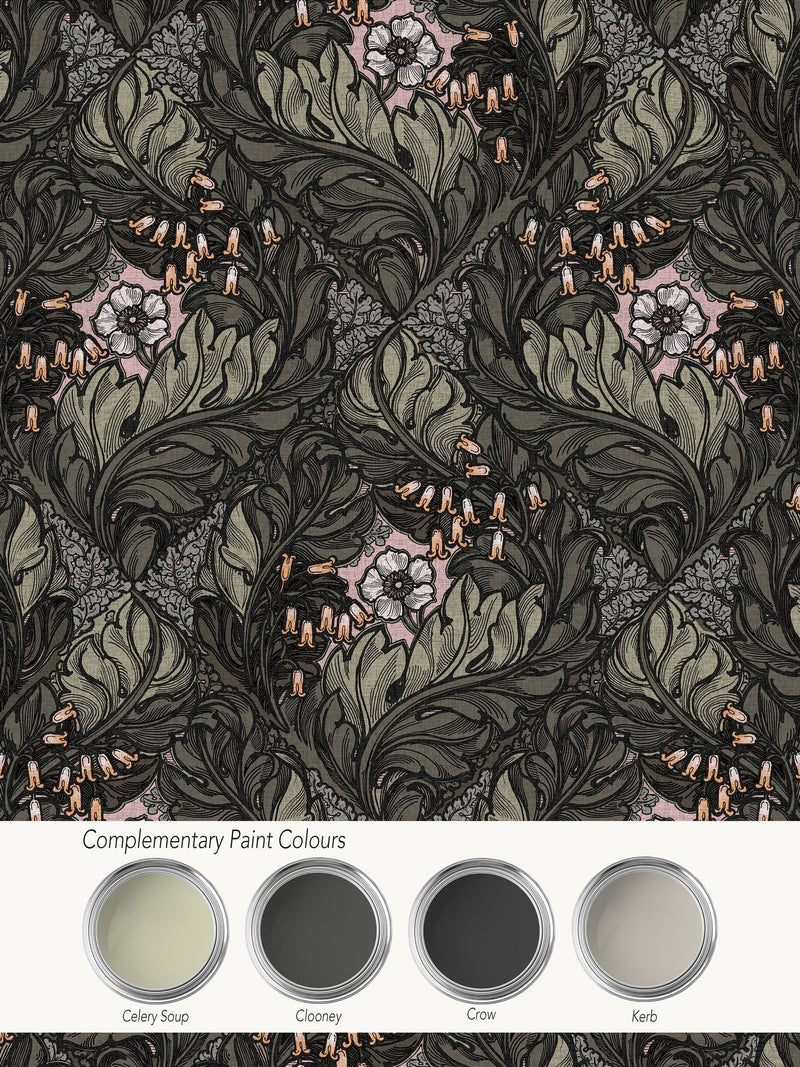 Laurence Llewelyn-Bowen green floral print wallpaper 10m - British product