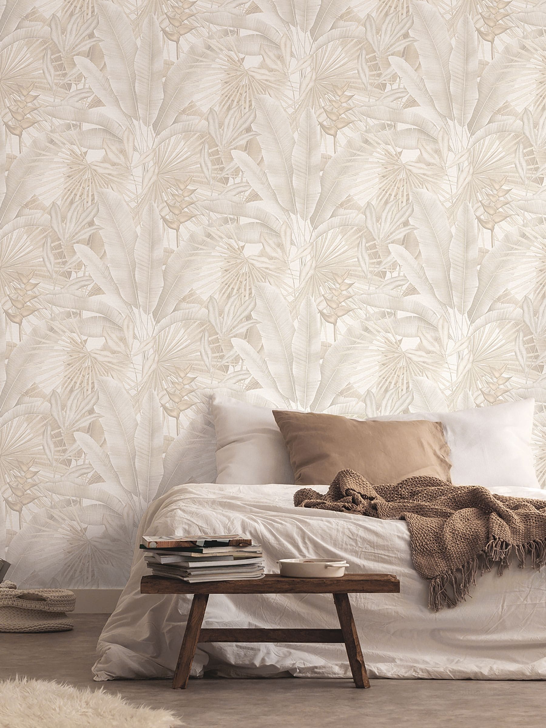 Galerie Beige Tree Leaf wallpaper roll 10m, UK version
