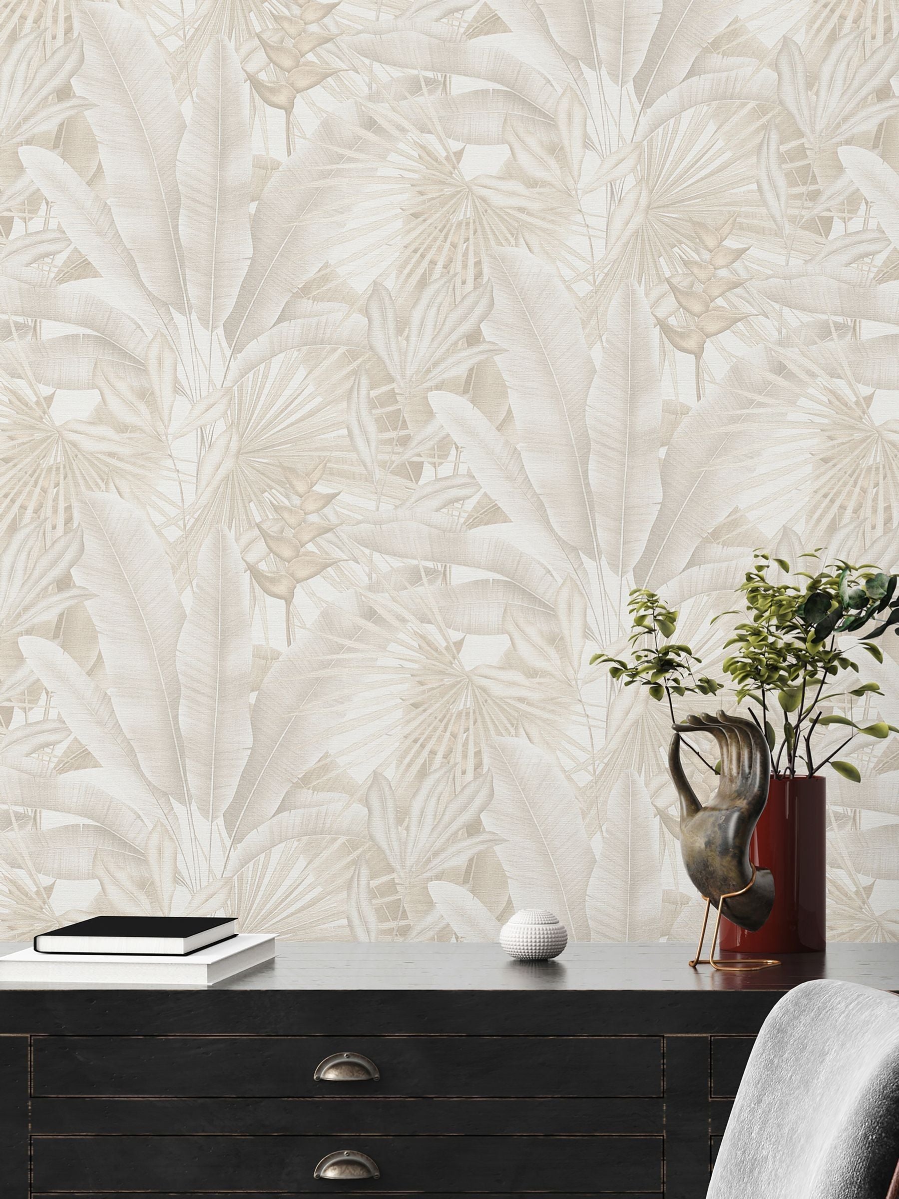 Galerie Beige Tree Leaf wallpaper roll 10m, UK version
