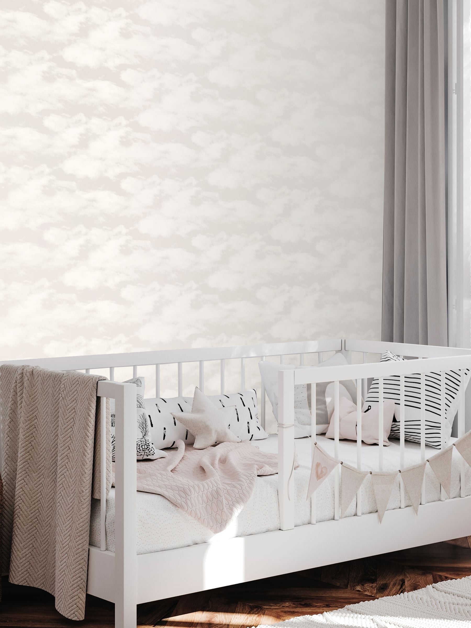 Style Sisters beige cloud iridescent wallpaper 10M (British brand)