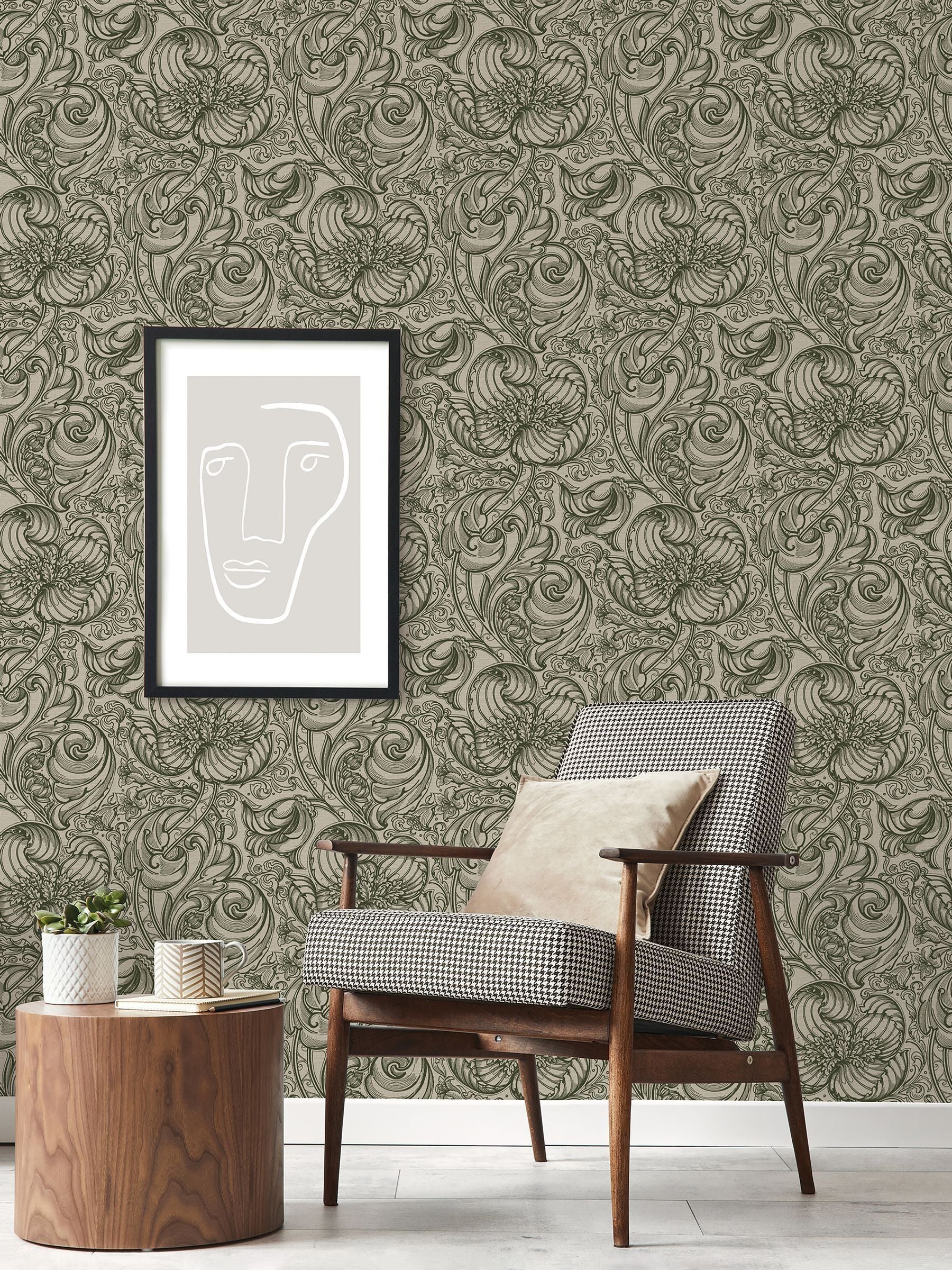 Laurence Llewelyn-Bowen Yellow Down The Dilly Floral Print Wallpaper 10m x 53cm