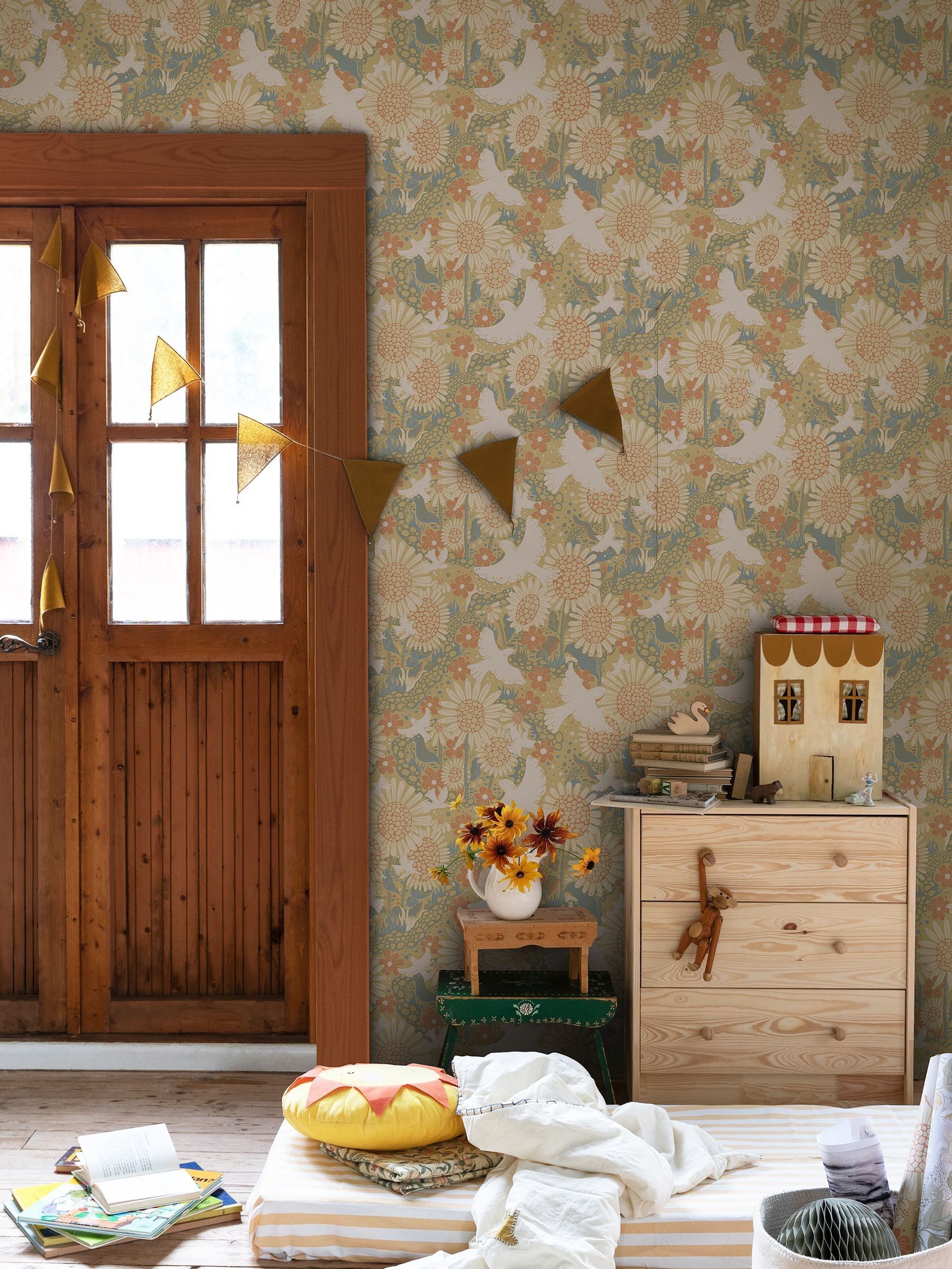 Galerie Yellow Sommarang 2 Floral Print 10M Wallpaper