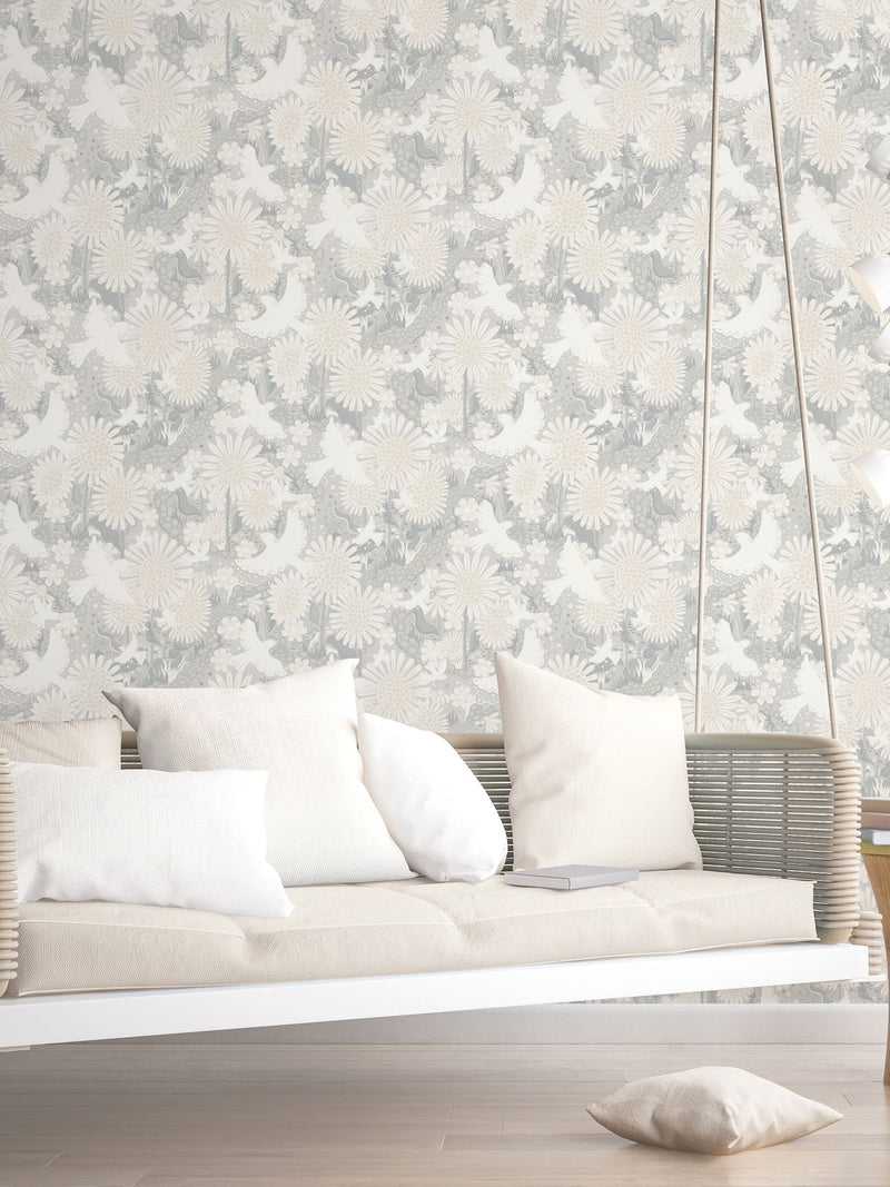 Galerie Grey Sommarang 2 Floral Print 10M Wallpaper