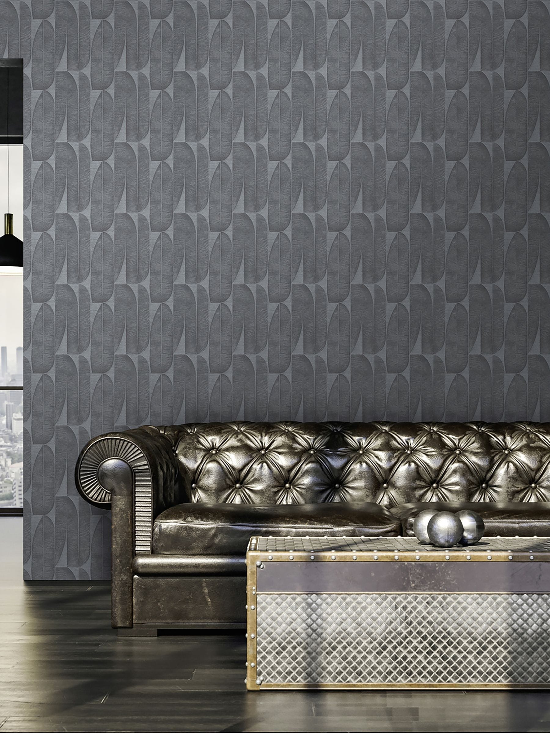 Galerie black tree leaf wallpaper 10M roll, imported from the UK