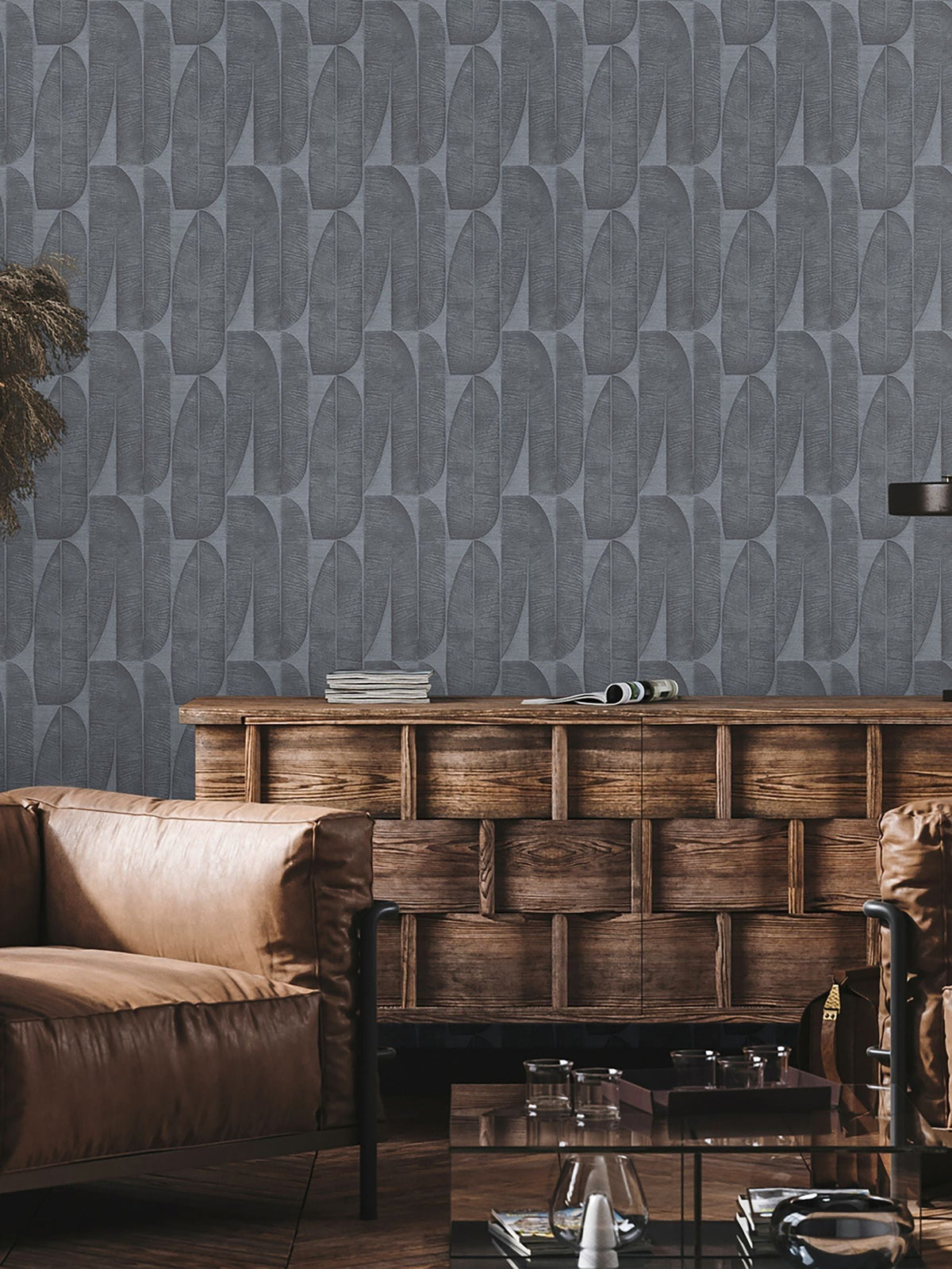 Galerie black tree leaf wallpaper 10M roll, imported from the UK