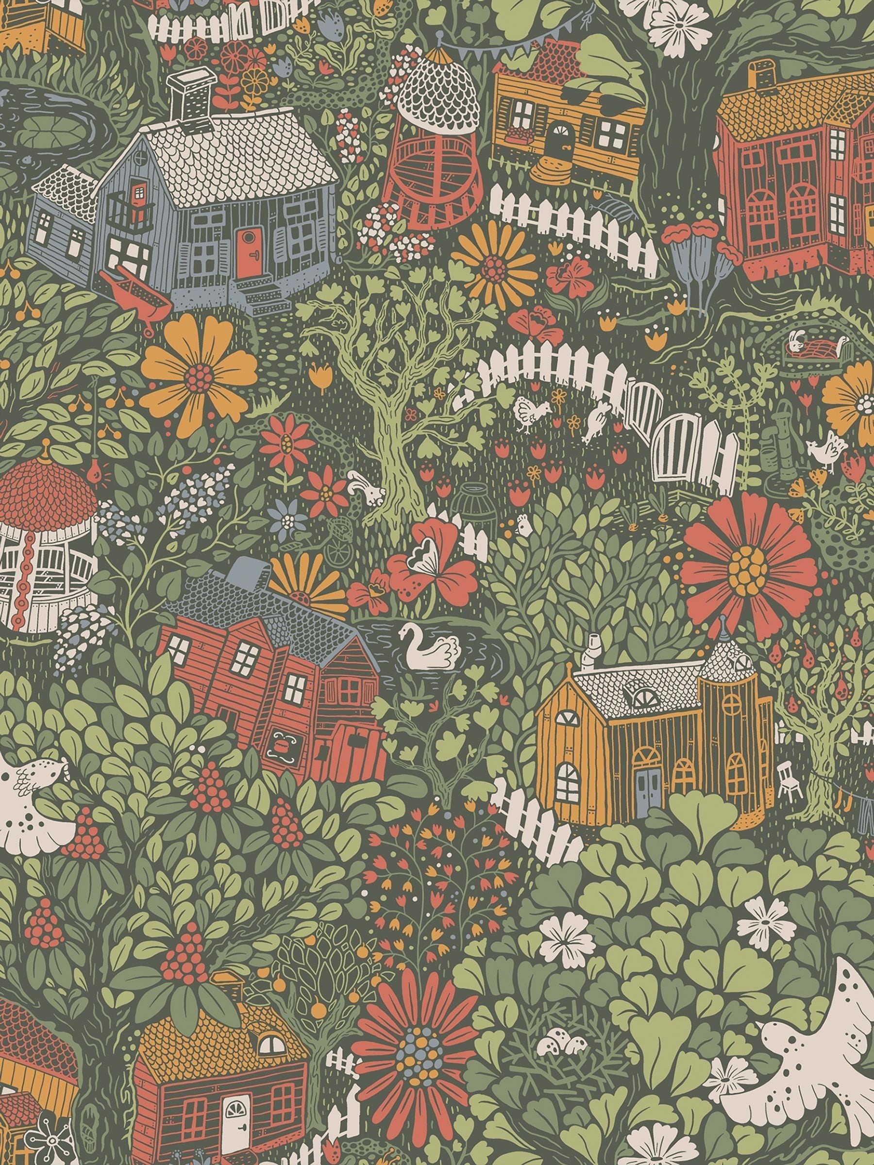 Galerie Green Sommarang 2 Woodland wallpaper 10m roll, imported from the UK