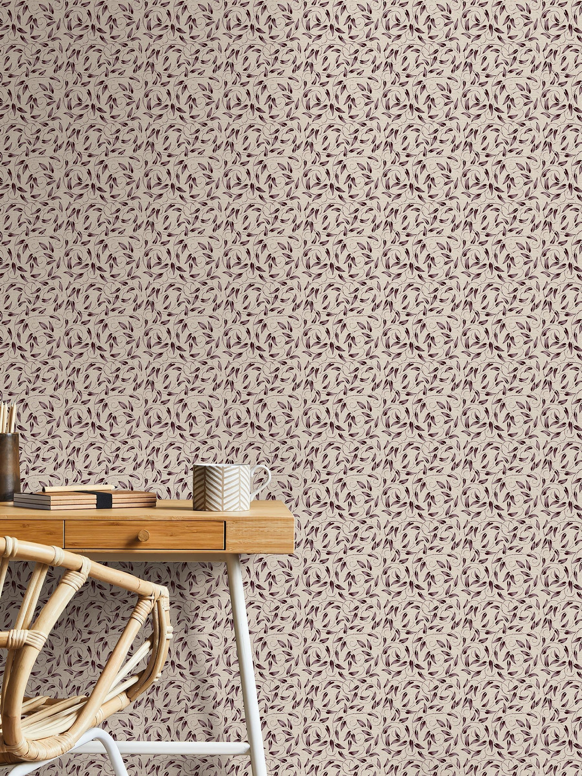 Laurence Llewelyn-Bowen red tit willow tree leaf wallpaper 10m, UK version