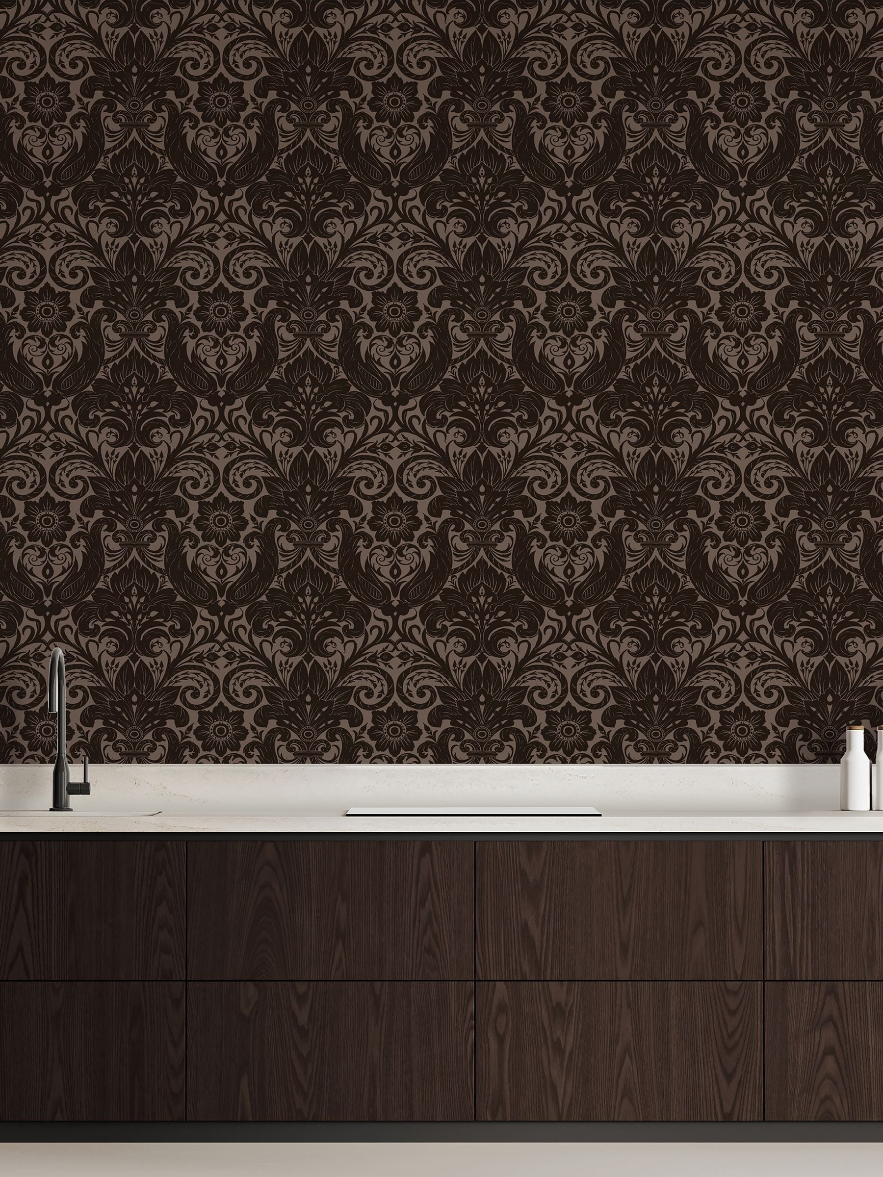Laurence Llewelyn-Bowen Damask Sauvage flock wallpaper 10m, imported from the UK